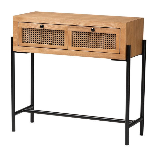Light Wood and Rattan 2Drawer Console Table Kirklands Home
