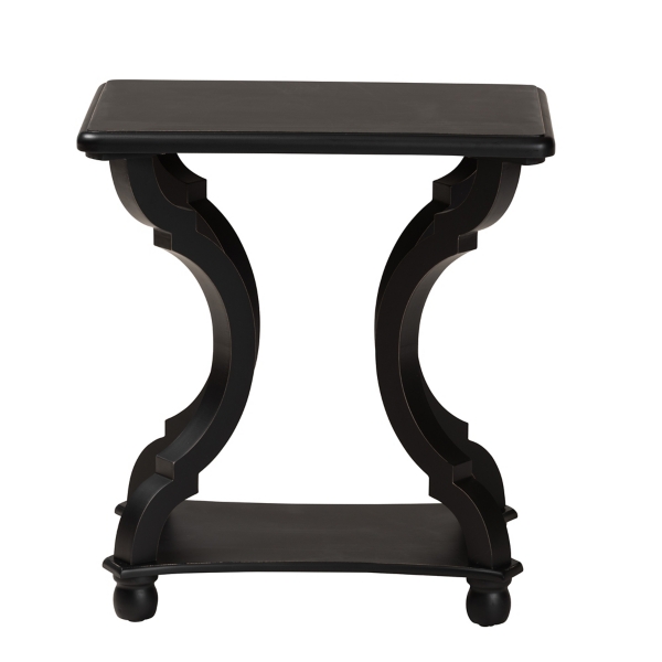 Black Hourglass Wood Accent Table