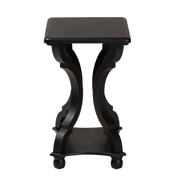 Black Hourglass Wood Accent Table