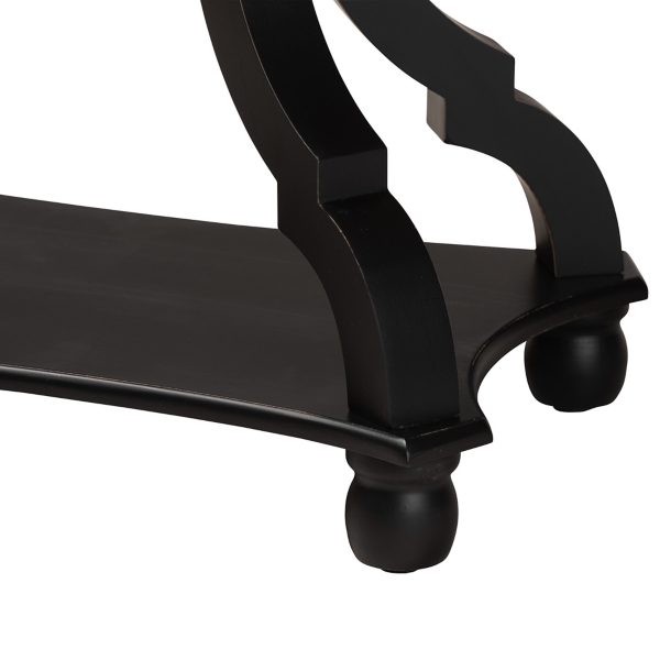 Black Hourglass Wood Accent Table