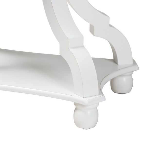 White Hourglass Wood Accent Table