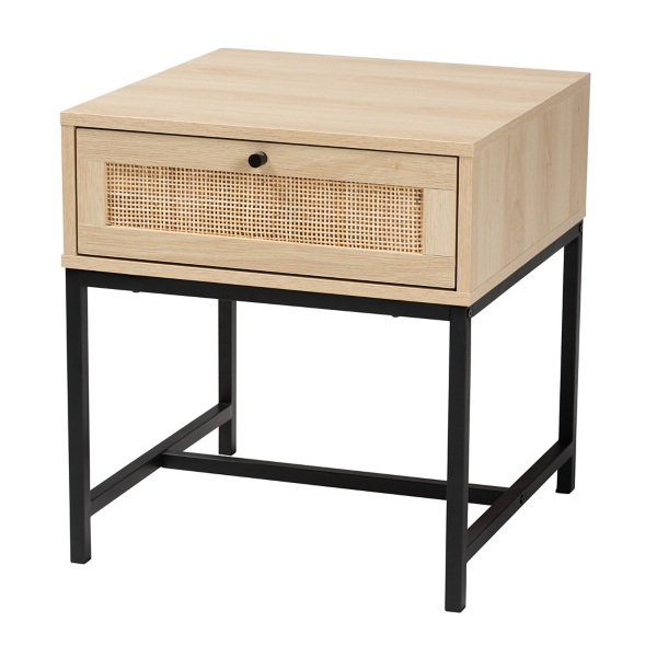 Natural Wood and Metal 1-Drawer Nightstand | Kirklands Home