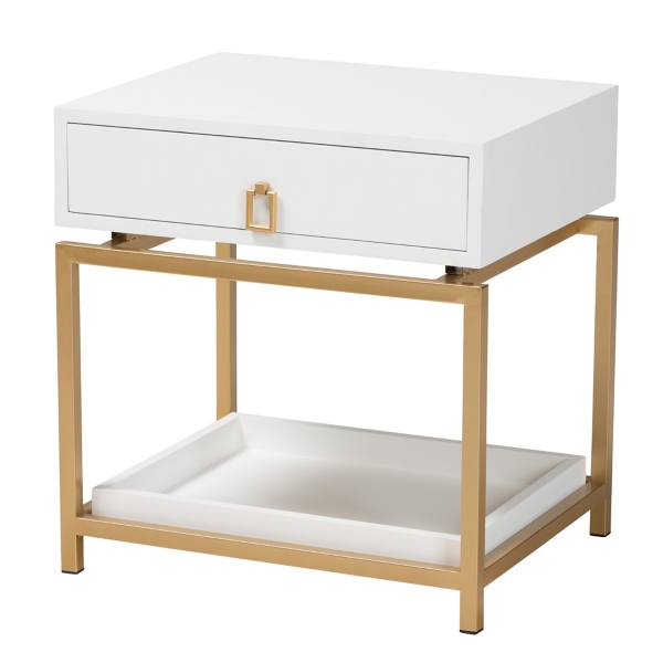 White and Gold 1Drawer Nightstand Kirklands Home