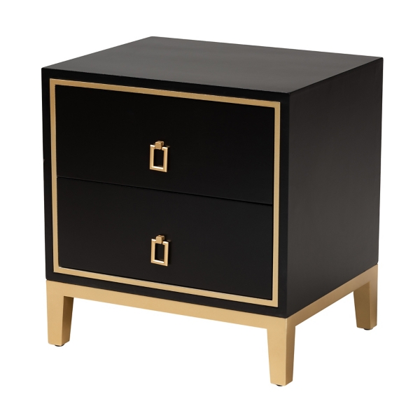 Black Wood & Gold Accent 2Drawer Nightstand Kirklands Home