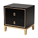 Black Wood & Gold Accent 2-Drawer Nightstand