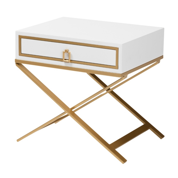 White Wood & Gold XBase Nightstand Kirklands Home