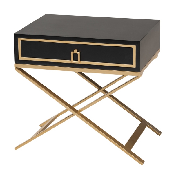 Black Wood & Gold XBase Nightstand Kirklands Home