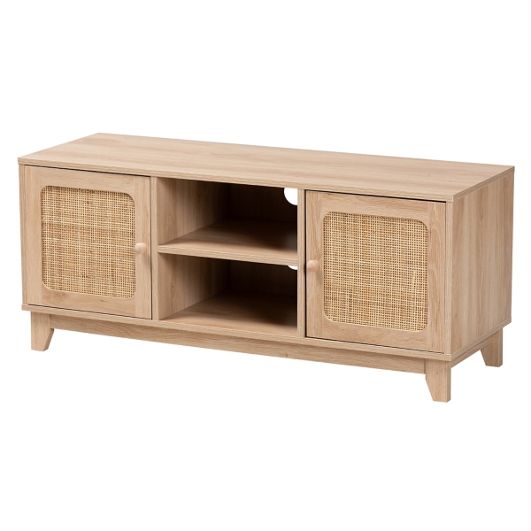 Light Brown Wood and Cane Accent TV Stand Kirklands Home