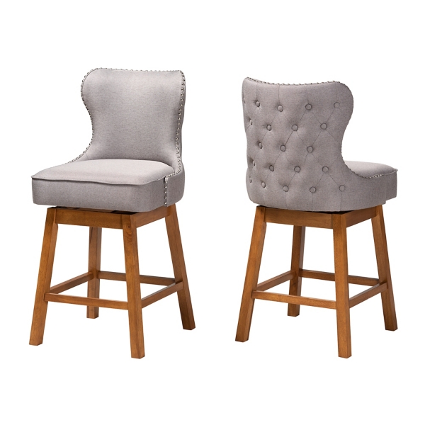 Gray Tufted Back Swivel Counter Stools, Set of 2 Kirklands Home