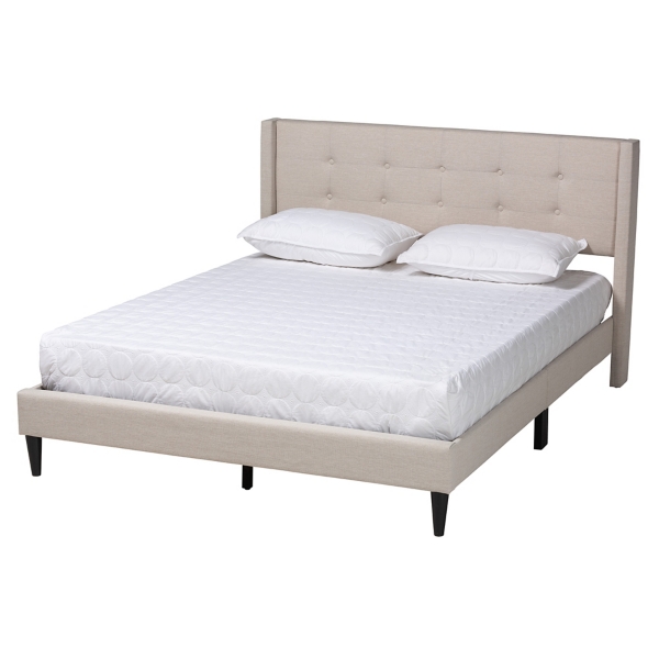 Beige Button Tufted Headboard Full Platform Bed | Kirklands Home