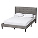 Amala Gray Button Tufted Queen Bed Frame