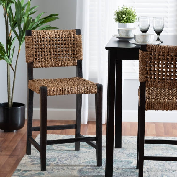 Dark Mahogany Lattice Counter Stool