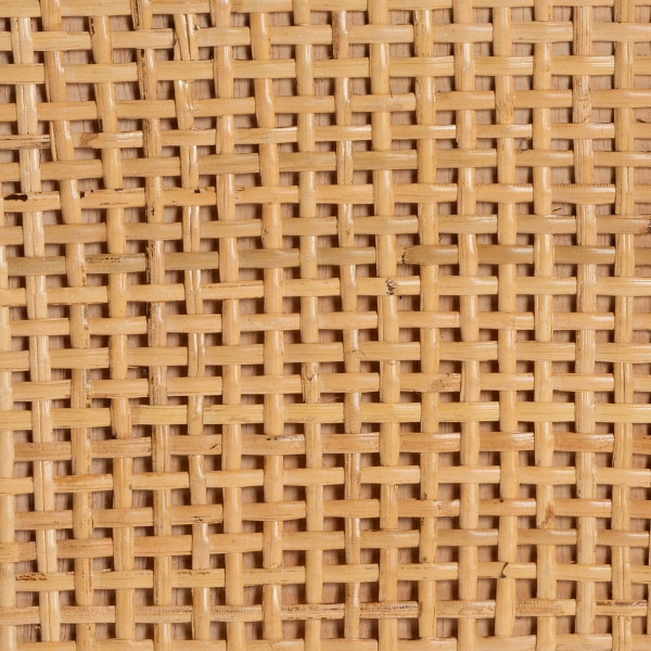 Tan Woven Rattan and Wood Cabinet