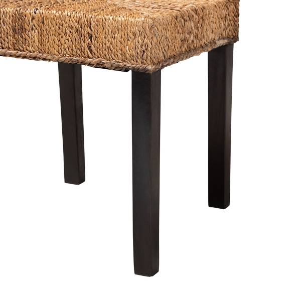 Woven Banana Fiber and Mahogany Dining Chair