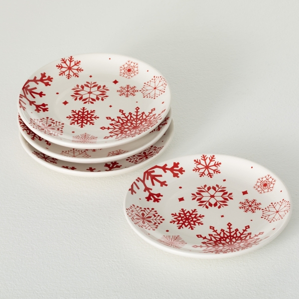 Red Snowflake Plates, Set of 4 Kirklands Home
