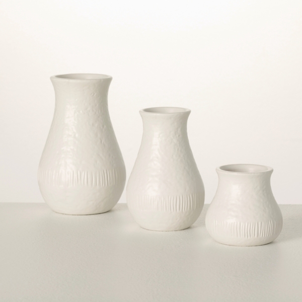 White Chiffon Stone Vases, Set of 3 | Kirklands Home