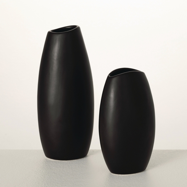 Modern Matte Black Ceramic Vases, Set of 2 Kirklands Home
