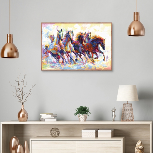 Wild Horses Running Framed Canvas Art Print