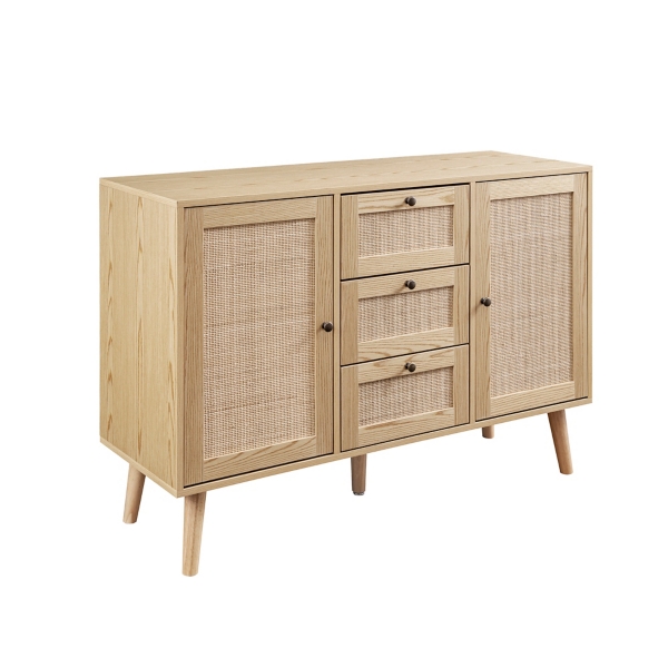 Natural Wood and Rattan 3Drawer Sideboard Kirklands Home