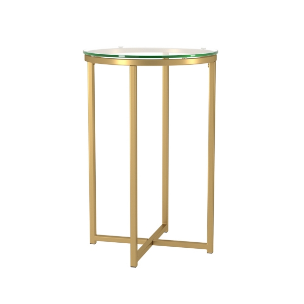 Round Gold Metal and Glass Side Table Kirklands Home