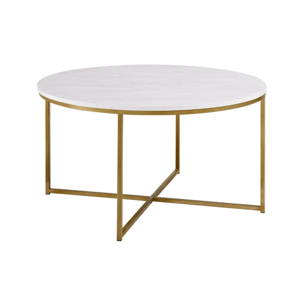 White Faux Marble & Gold XBase Coffee Table Kirklands Home