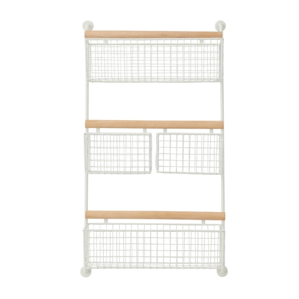 White Metal 4Basket Wall Shelf Kirklands Home