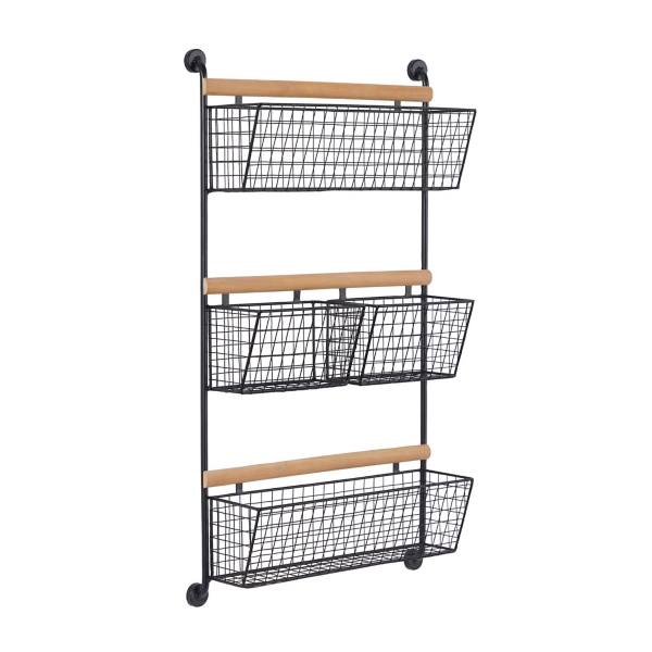 Black Metal 4Basket Wall Shelf Kirklands Home