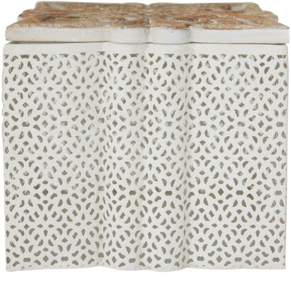 White Metal and Carved Wood Boxes, Set of 3