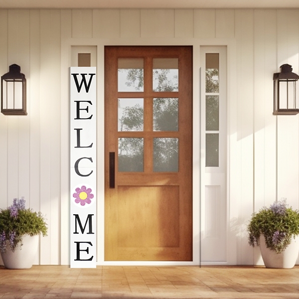 White Welcome Spring Porch Board
