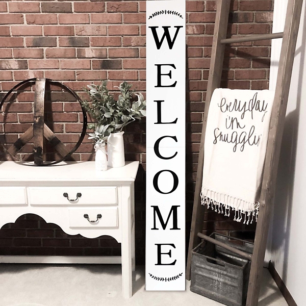 White Welcome Laurel Porch Board