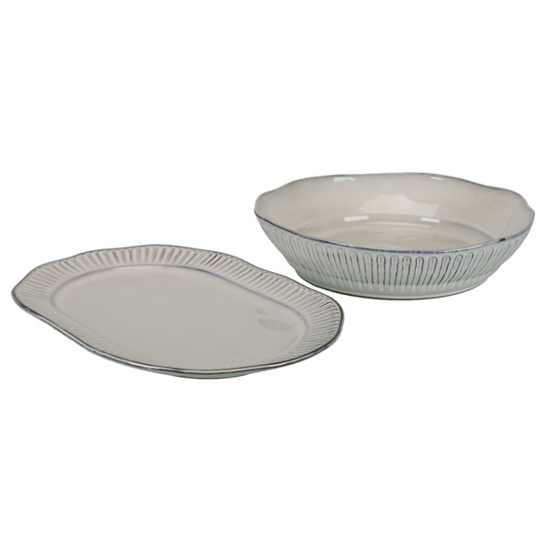 Cream Scalloped Clay 2-pc. Serveware Set