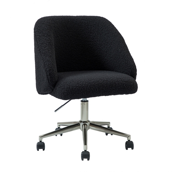 Black Sherpa Upholstered Swivel Office Chair Kirklands Home