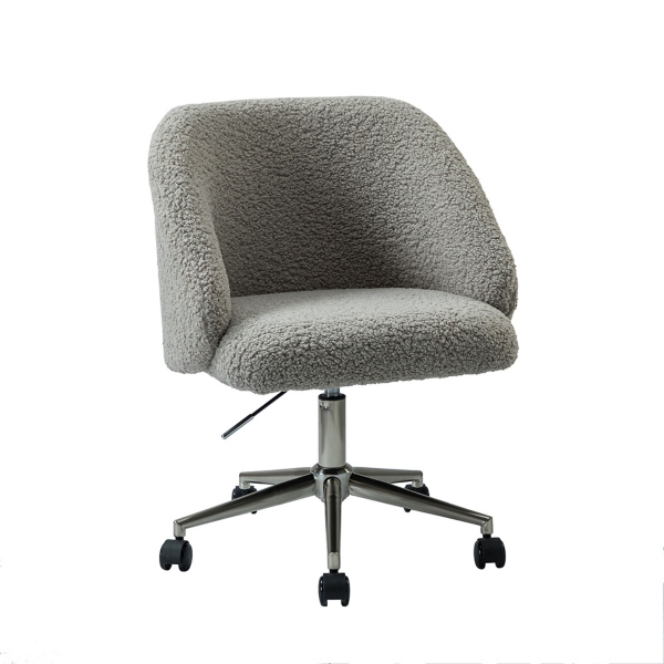 Gray Sherpa Upholstered Swivel Office Chair Kirklands Home