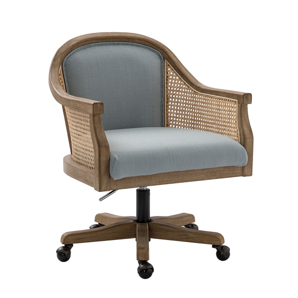 Blue Rattan Swivel Office Chair Kirklands Home