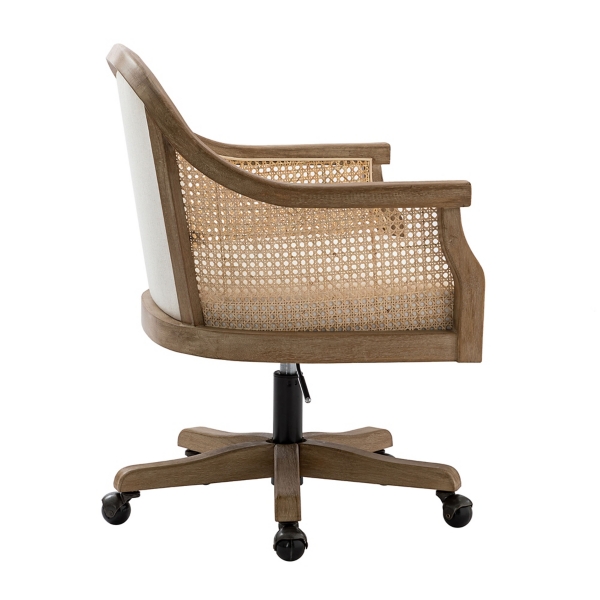 Ivory Rattan Swivel Office Chair