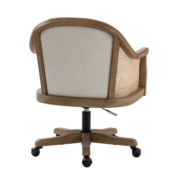Ivory Rattan Swivel Office Chair