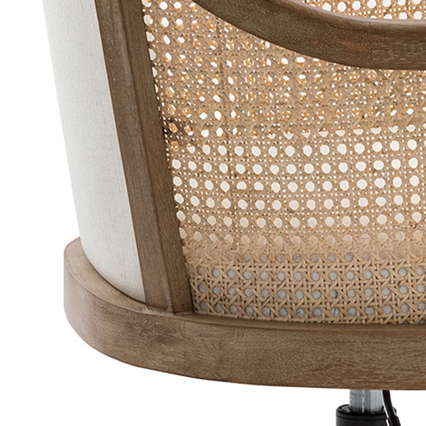 Ivory Rattan Swivel Office Chair