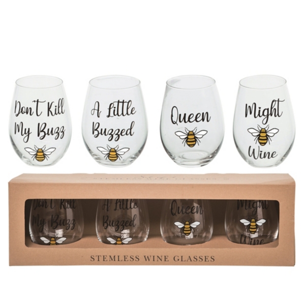 Bee Stemless Wine Glasses, Set of 4 Kirklands Home