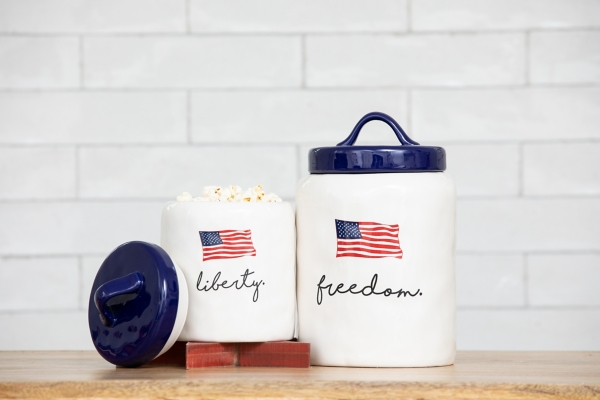 Patriotic Flag Ceramic Canisters Set Of 2 Kirklands Home   298902 2