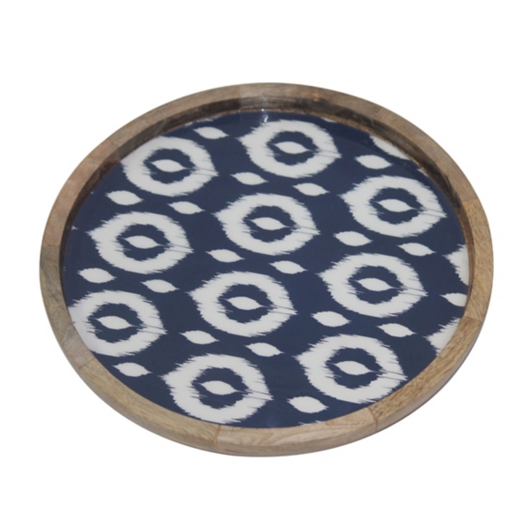 Navy Ikat Wood Serving Tray Kirklands Home