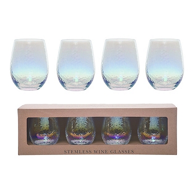 Iridescent stemless wine glasses set of 2/4/6 Unique Cute Gift