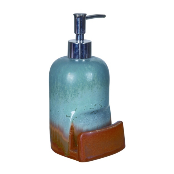Blue and Brown Soap Dispenser