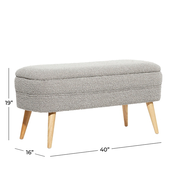 Gray Upholstered Wood Leg Storage Bench