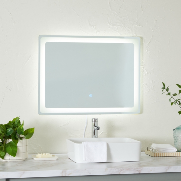 Silver Adjustable LED Wall Mirror
