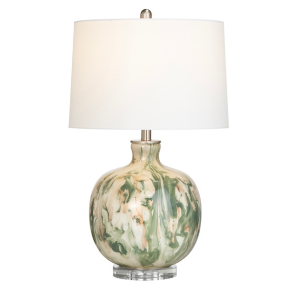 Green Waverly Glass Table Lamp