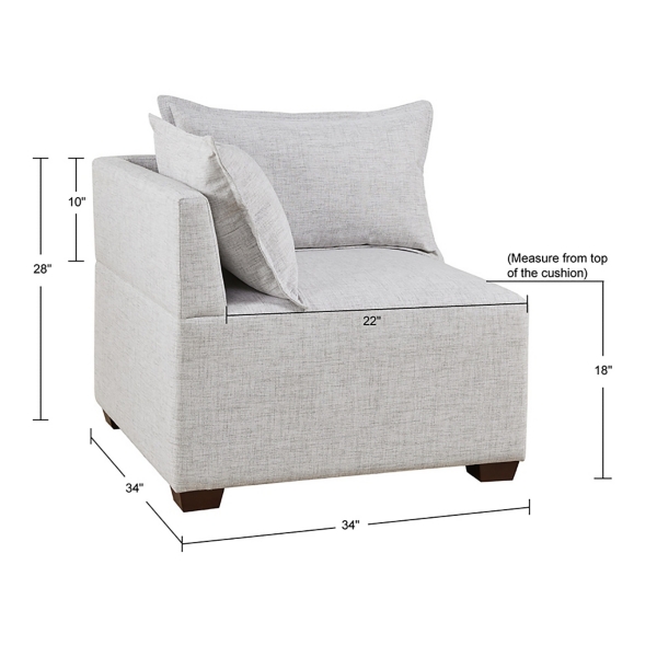 Silver Gray Modular Corner Accent Chair