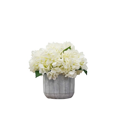 White Hydrangea Arrangement in Woven Basket