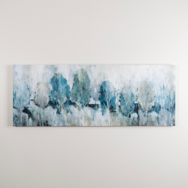 Blue Abstract Forest Canvas Art Print