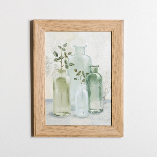 Green Glass Bottles Framed Art Print