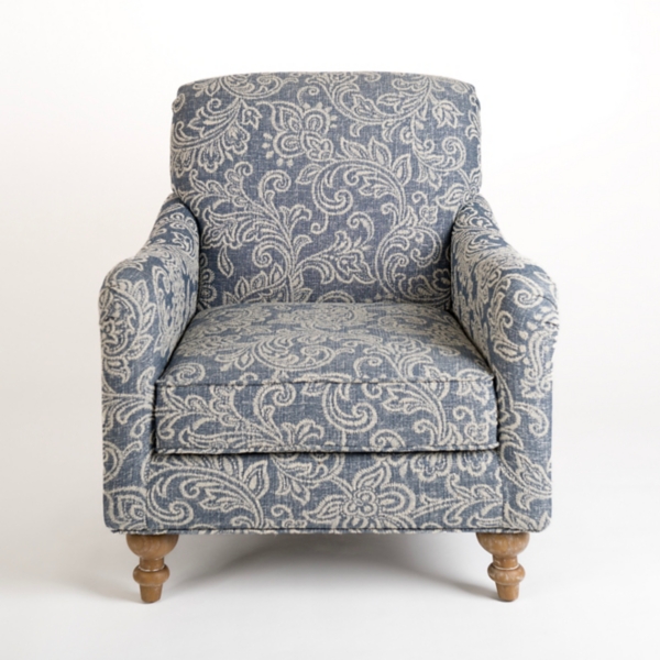 Blue Floral English Armchair